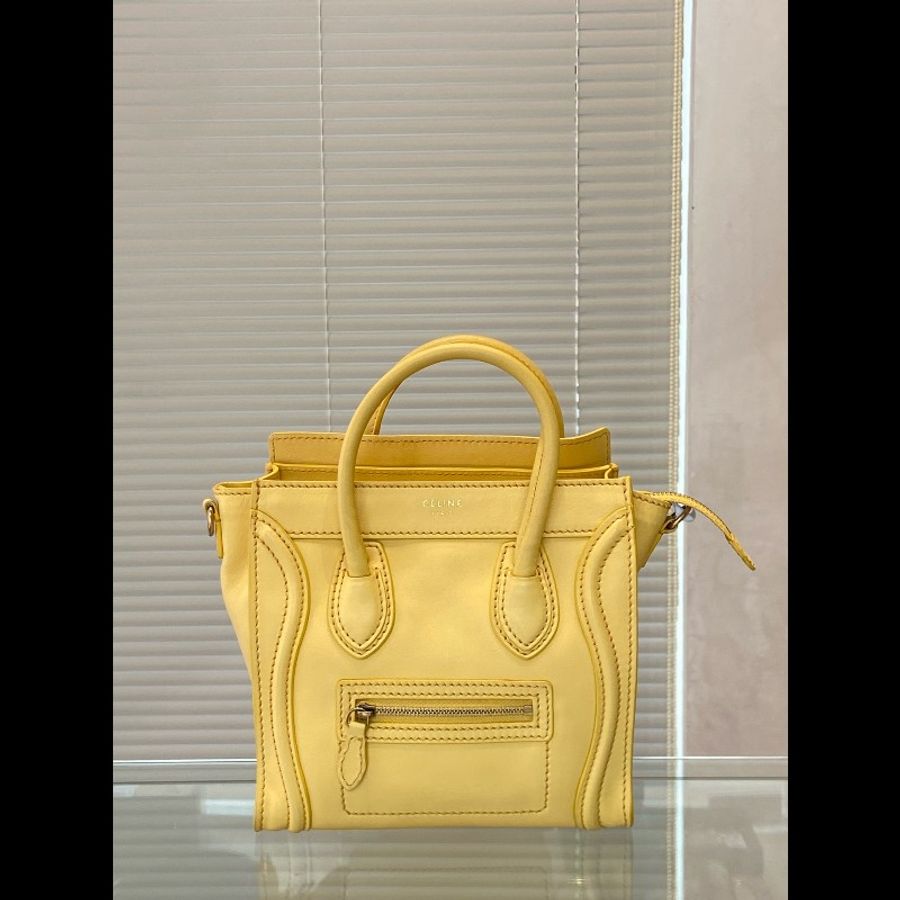 二手98新 Celine/賽琳 Luggage系列黃色牛皮笑臉 經典笑臉-3