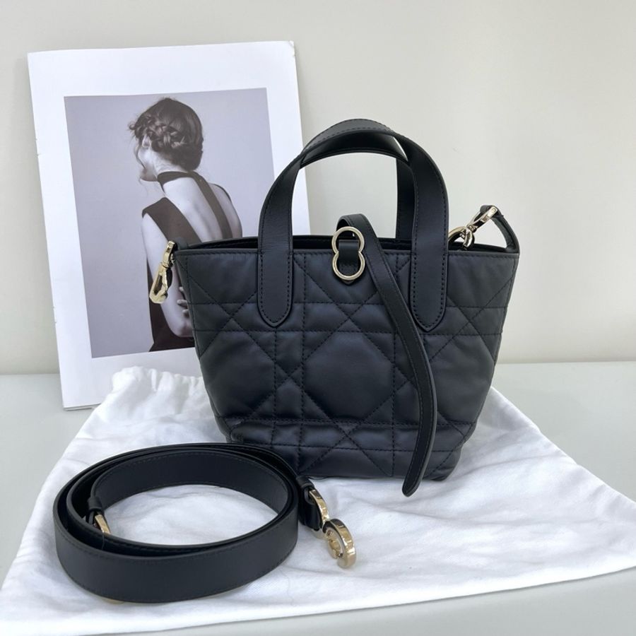 迪奧/Dior 微型 Dior Toujours 竪版手袋 手提包斜挎包 黑色金扣-1