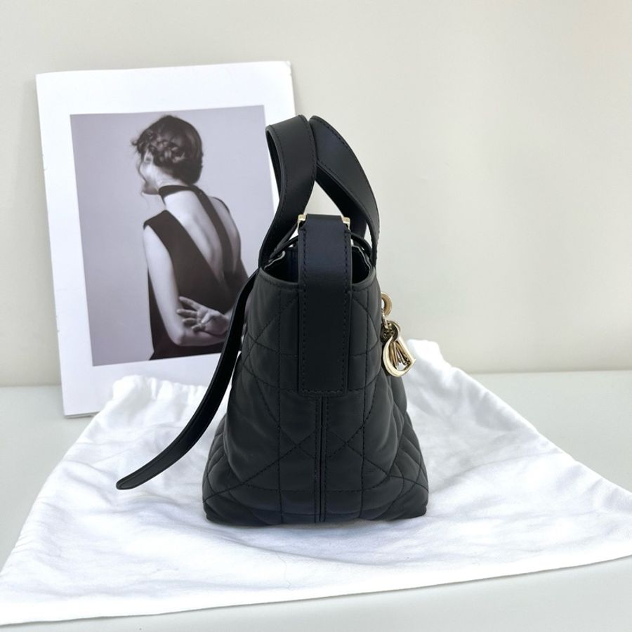 迪奧/Dior 微型 Dior Toujours 竪版手袋 手提包斜挎包 黑色金扣-3