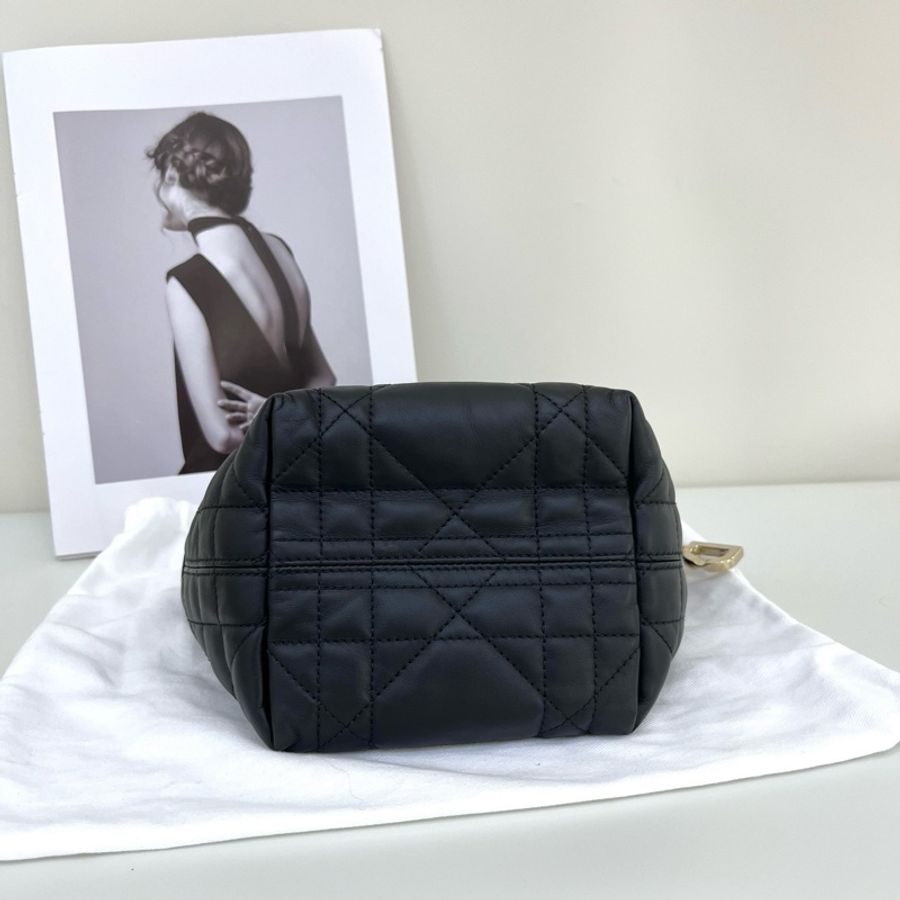 迪奧/Dior 微型 Dior Toujours 竪版手袋 手提包斜挎包 黑色金扣-4