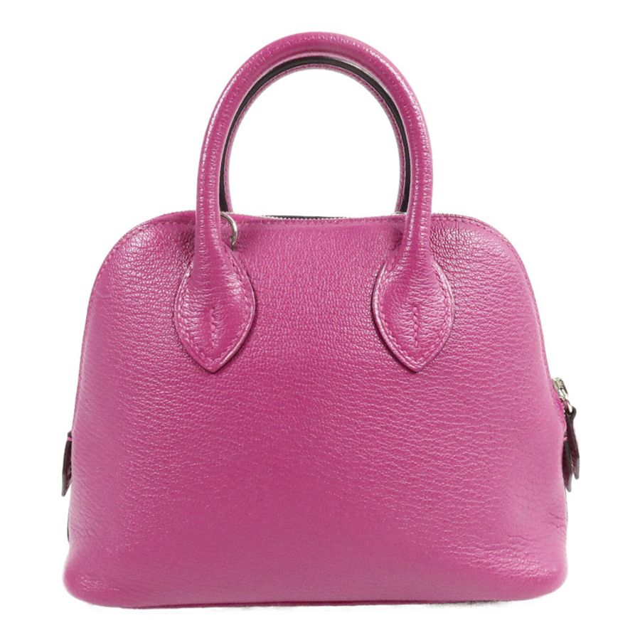 HERMES Chevre皮革Mini Bolide手挽肩背兩用袋Rose Pourpre-1