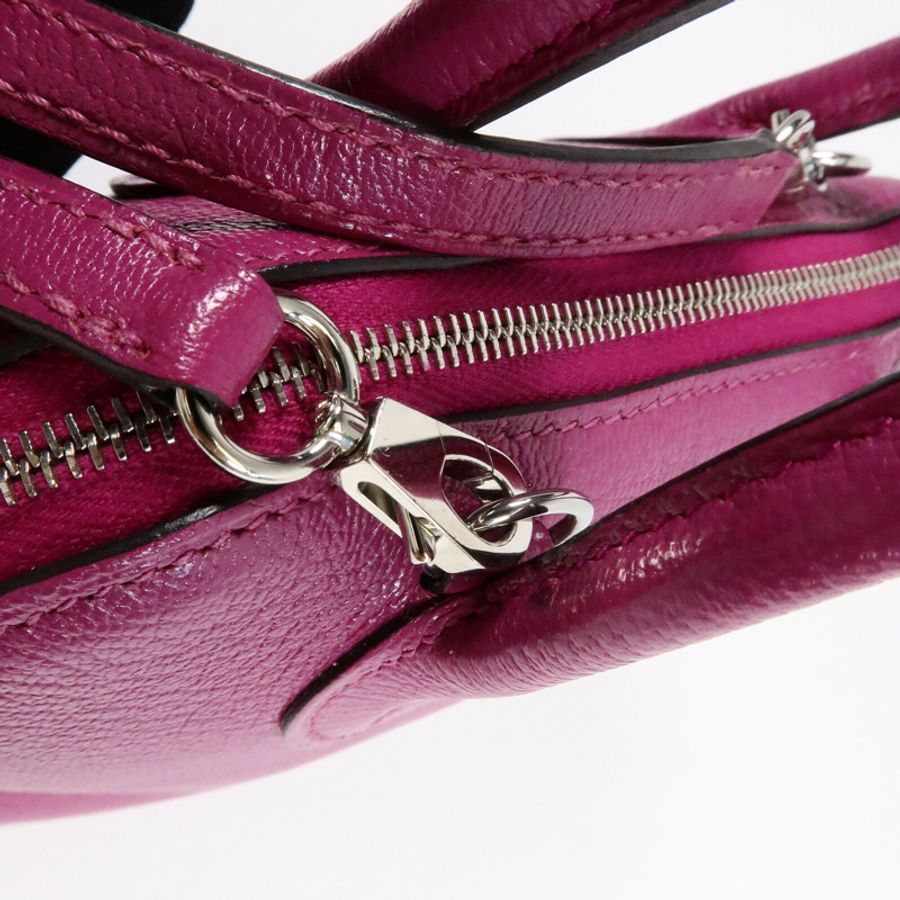 HERMES Chevre皮革Mini Bolide手挽肩背兩用袋Rose Pourpre-6