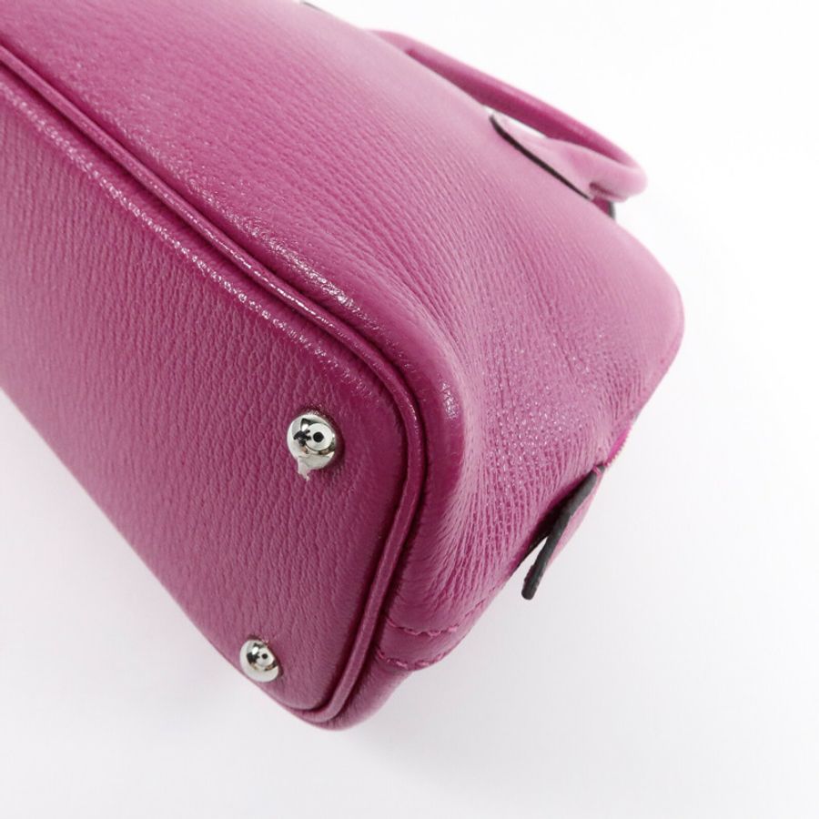 HERMES Chevre皮革Mini Bolide手挽肩背兩用袋Rose Pourpre-10