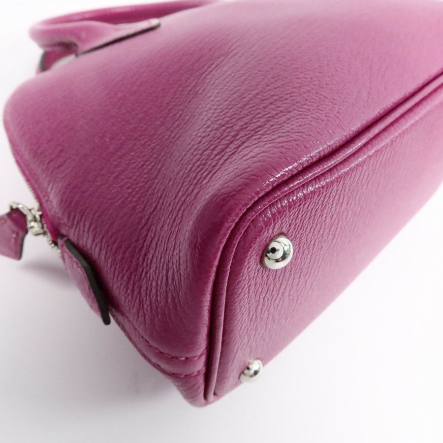 HERMES Chevre皮革Mini Bolide手挽肩背兩用袋Rose Pourpre-11