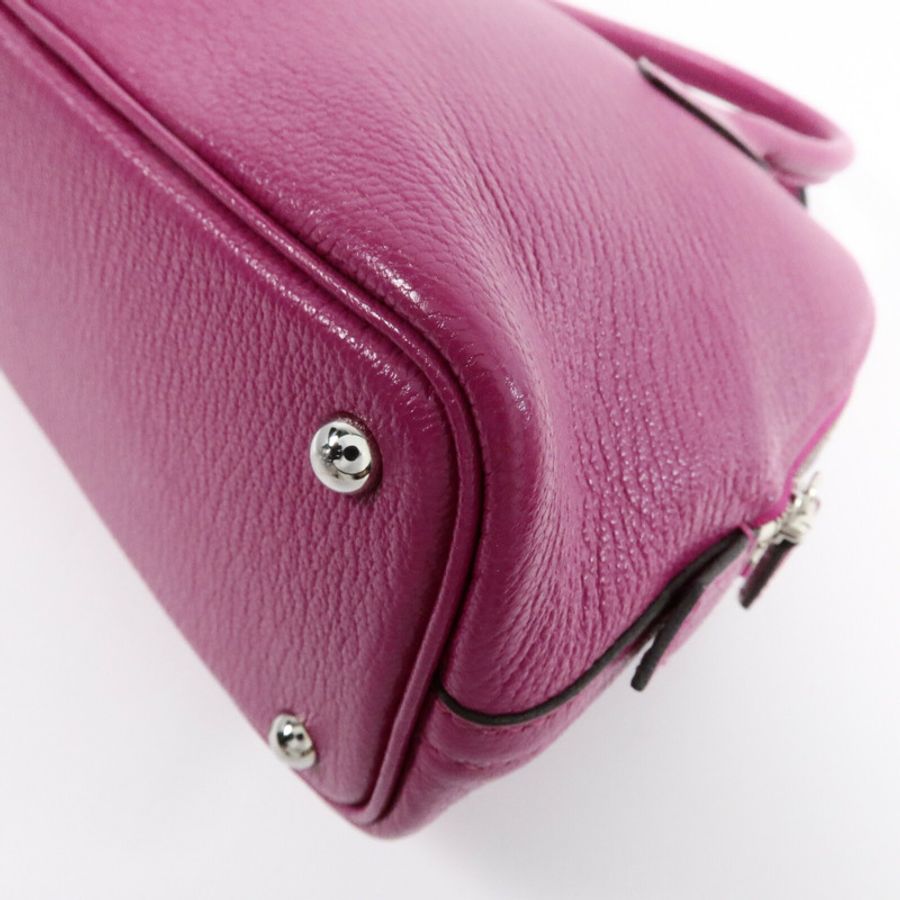 HERMES Chevre皮革Mini Bolide手挽肩背兩用袋Rose Pourpre-12