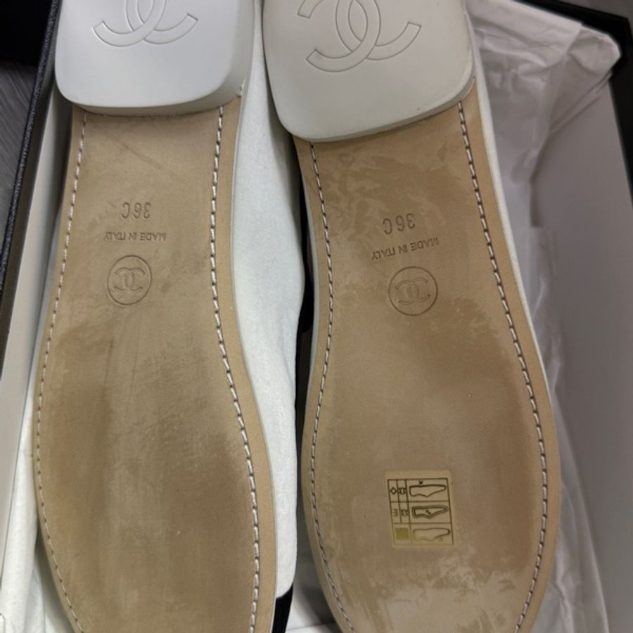 全新香奈兒chanel 平地鞋 芭蕾舞鞋絲絨熊貓配色瑪麗珍 size 36-13
