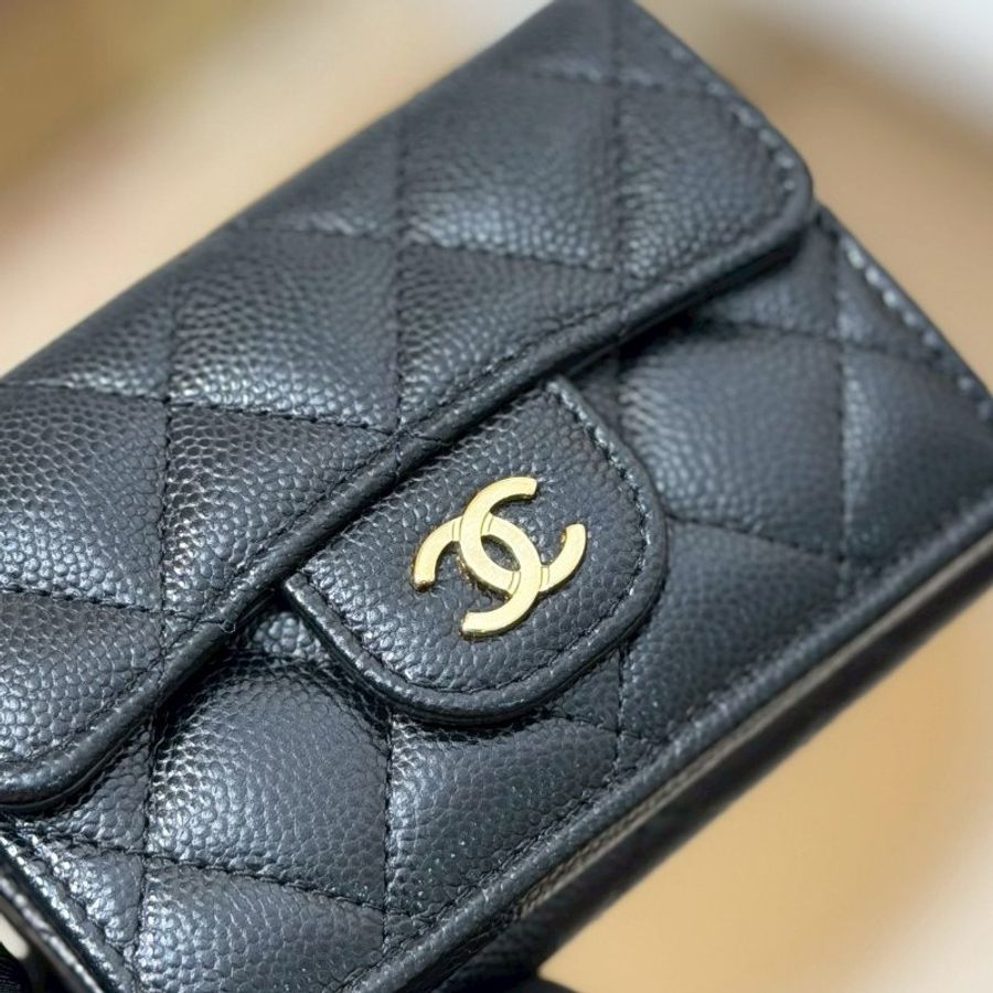 🏷️Chanel 香奈兒.Coco Mini 三折短夾 荔枝牛淡金扣 芯片款-14