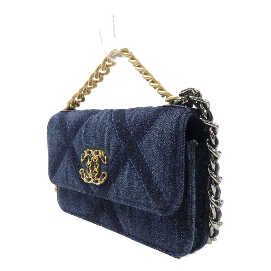 CHANEL 牛仔布19 Wallet On Chain鏈帶手挽肩背兩用袋-2
