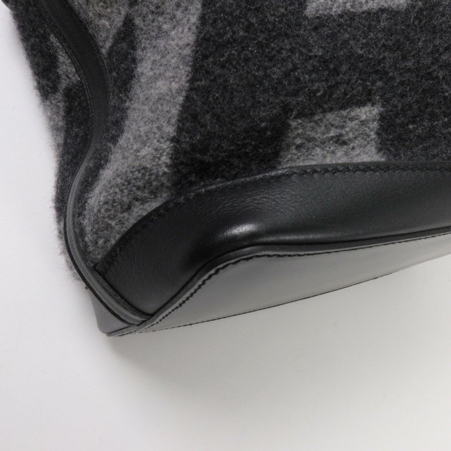 HERMES 羊毛/Hunter皮革Col Roule 25肩背袋Graphite/Noir-12