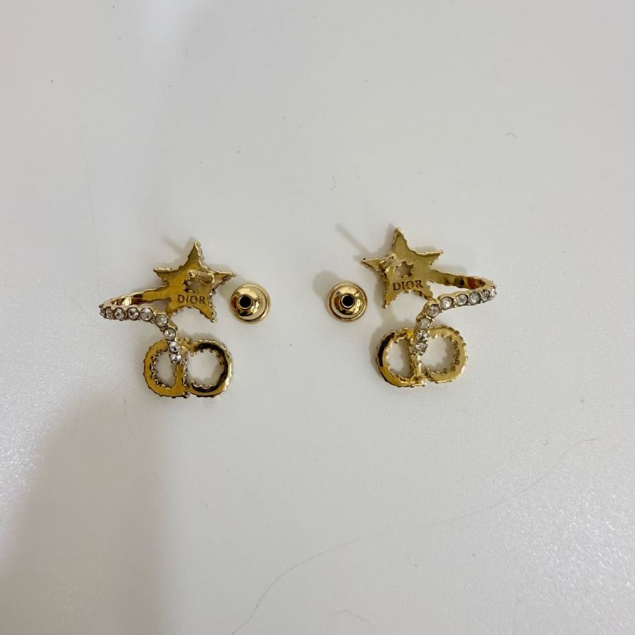 Dior金色水鑽耳環-12