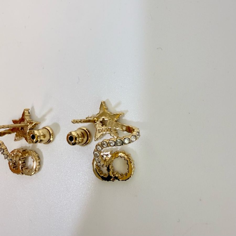 Dior金色水鑽耳環-15