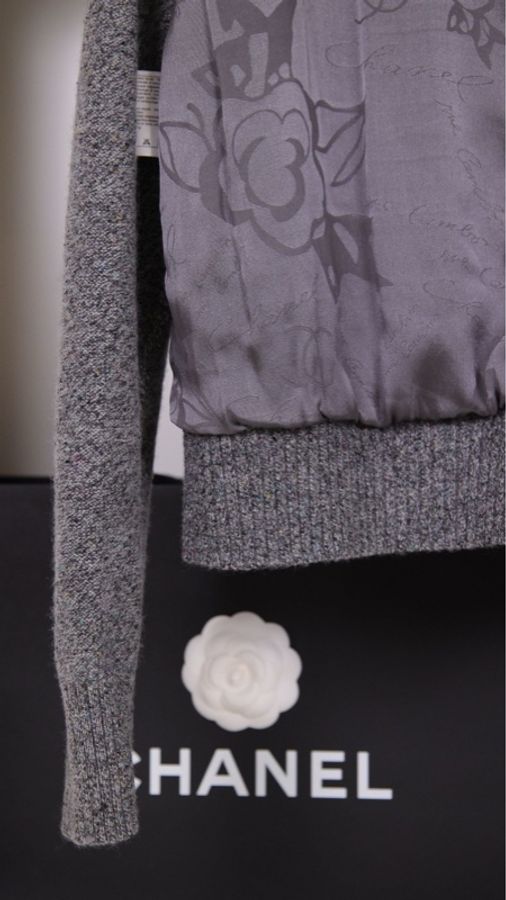 Chanel 16年权志龙同款深灰色羊绒立体丝绒山茶花针织开衫上衣外套-25