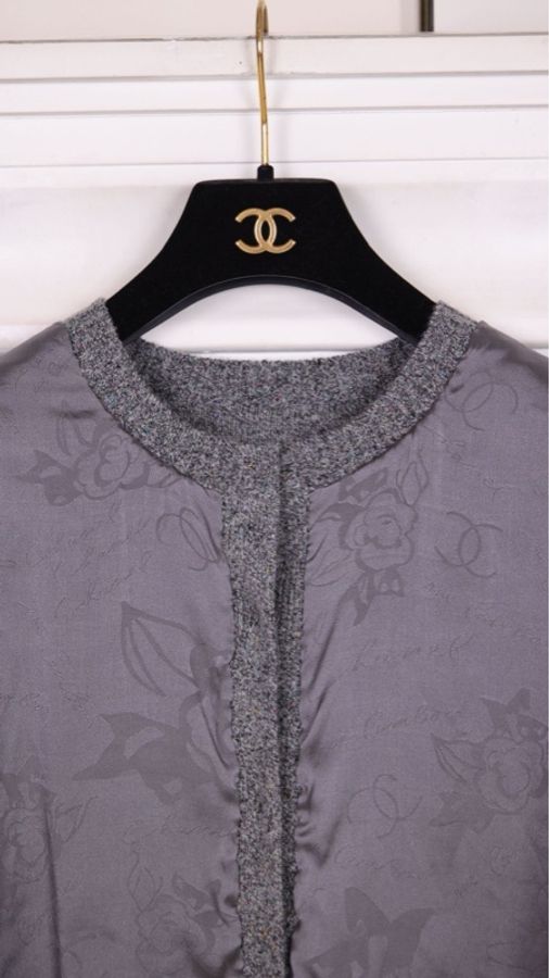 Chanel 16年权志龙同款深灰色羊绒立体丝绒山茶花针织开衫上衣外套-37