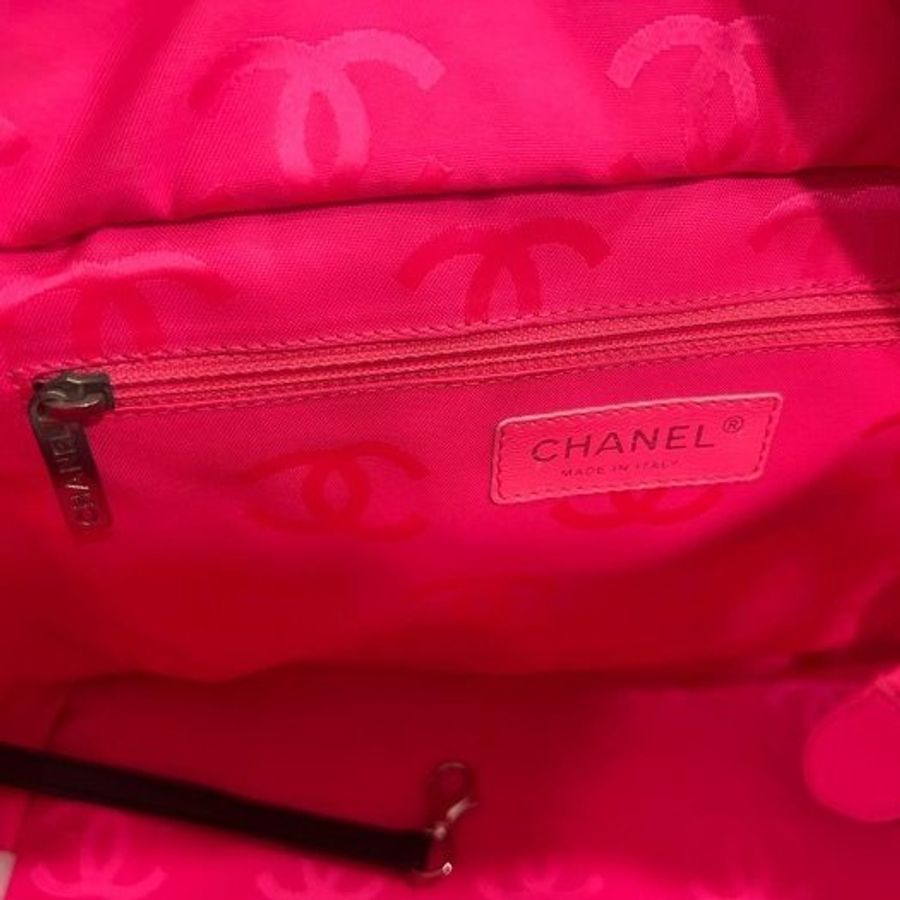 東區正精品㊣CHANEL CAMBON 香奈兒康朋黑色牛皮白色雙C LOGO 銀釦拉鍊肩背包桶包大款 RZ6535-11