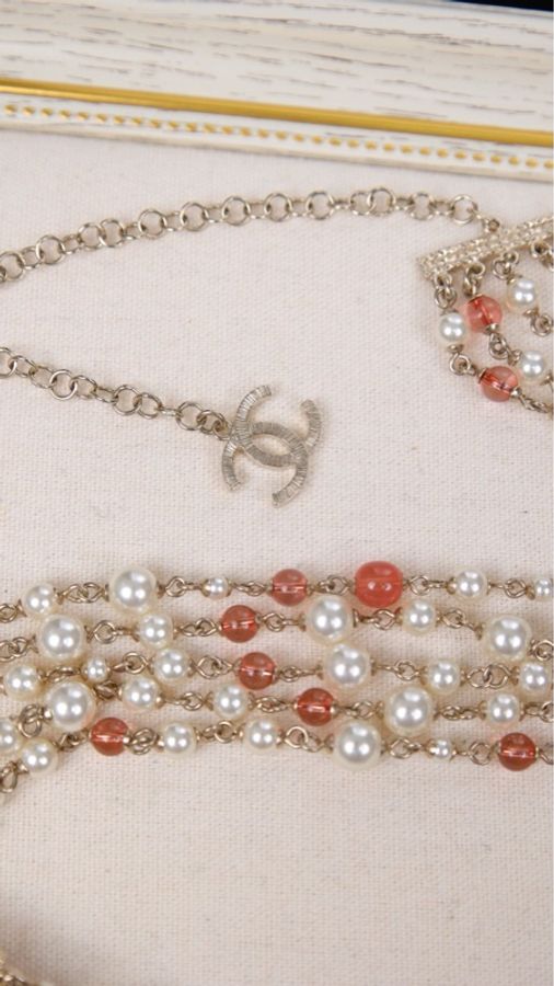 Chanel 18年粉色琉璃珍珠三层腰链-21