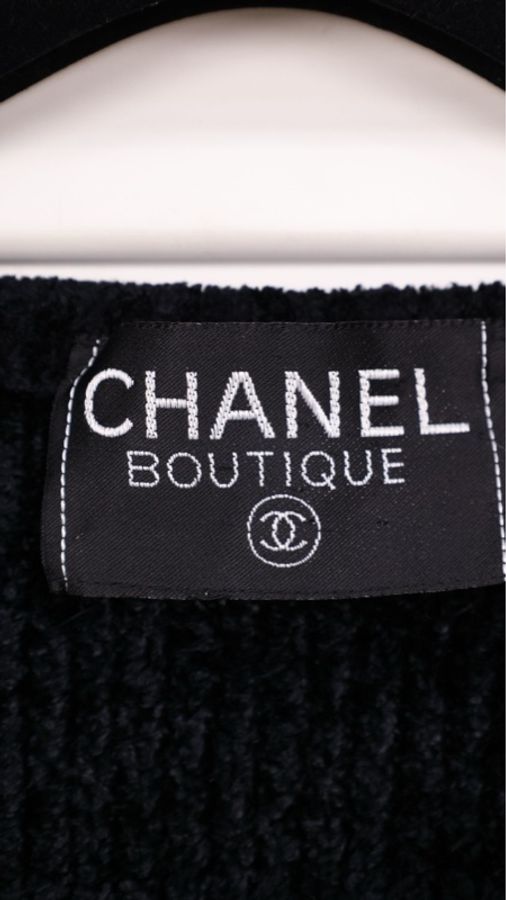 Chanel黑金毛巾材质针织两口袋开衫外套-16