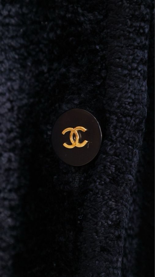 Chanel黑金毛巾材质针织两口袋开衫外套-22