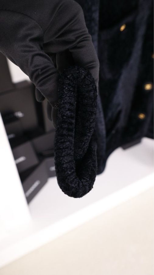 Chanel黑金毛巾材质针织两口袋开衫外套-23