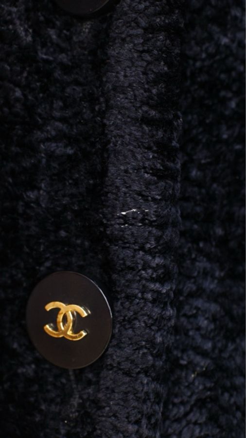 Chanel黑金毛巾材质针织两口袋开衫外套-39