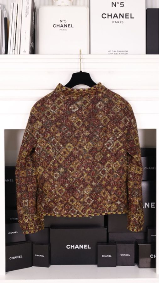 Chanel 11年拜占庭系列秀款红金编织灯笼袖琉璃扣上衣外套-4