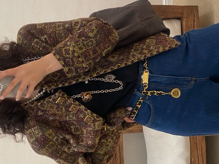 Chanel 11年拜占庭系列秀款红金编织灯笼袖琉璃扣上衣外套-10
