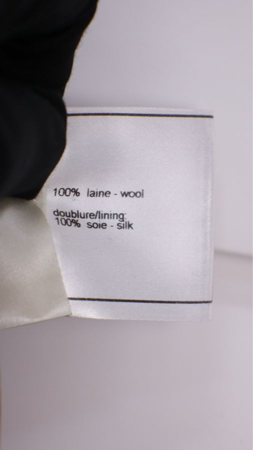 Chanel 01年深灰色羊毛两粒扣百褶裙半裙-17