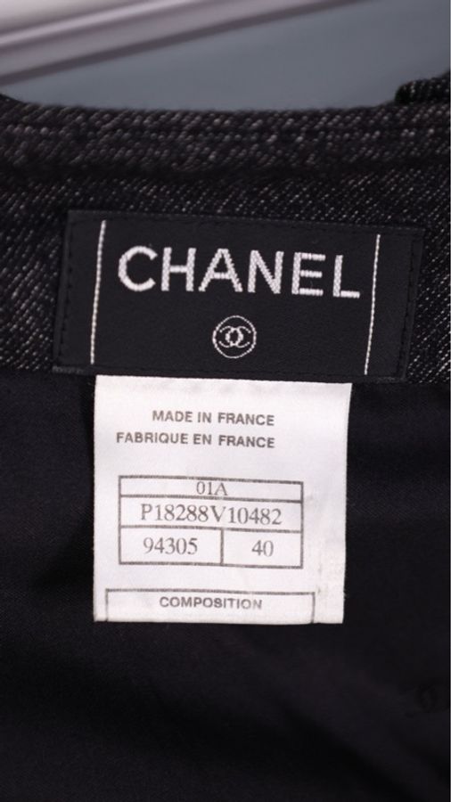 Chanel 01年深灰色羊毛两粒扣百褶裙半裙-18