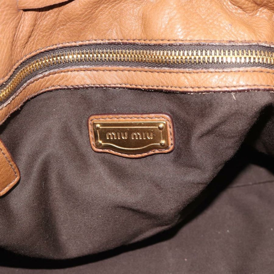 【日本直送】Miu Miu 棕色皮革手提包 正品 187989V-17