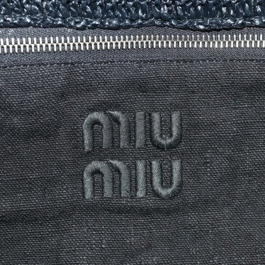 【日本直送】Miu Miu 托特包 拉菲草編織 黑色 銀色 正品 189784SM-17