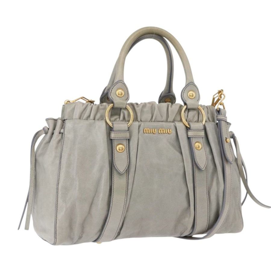 【日本直送】Miu Miu 手提包 皮革 兩用 淺藍色 金色 正品 188963M-0
