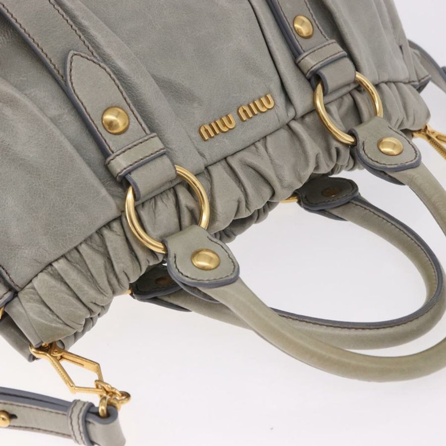 【日本直送】Miu Miu 手提包 皮革 兩用 淺藍色 金色 正品 188963M-5