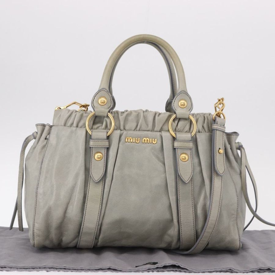 【日本直送】Miu Miu 手提包 皮革 兩用 淺藍色 金色 正品 188963M-11