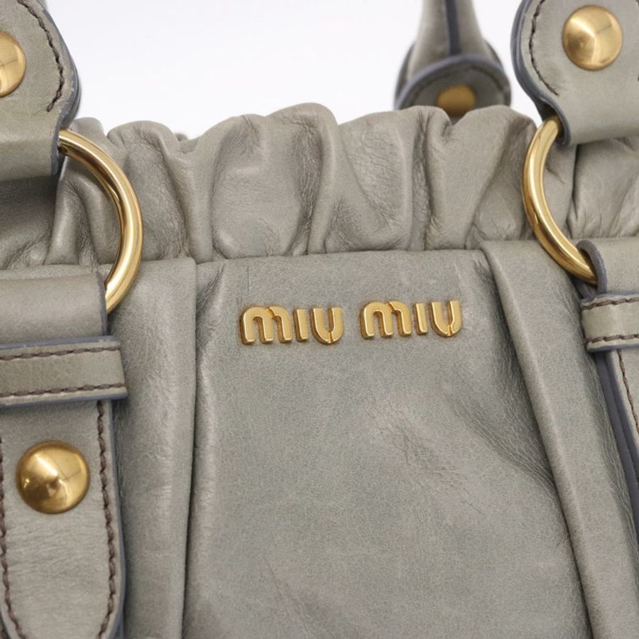 【日本直送】Miu Miu 手提包 皮革 兩用 淺藍色 金色 正品 188963M-19