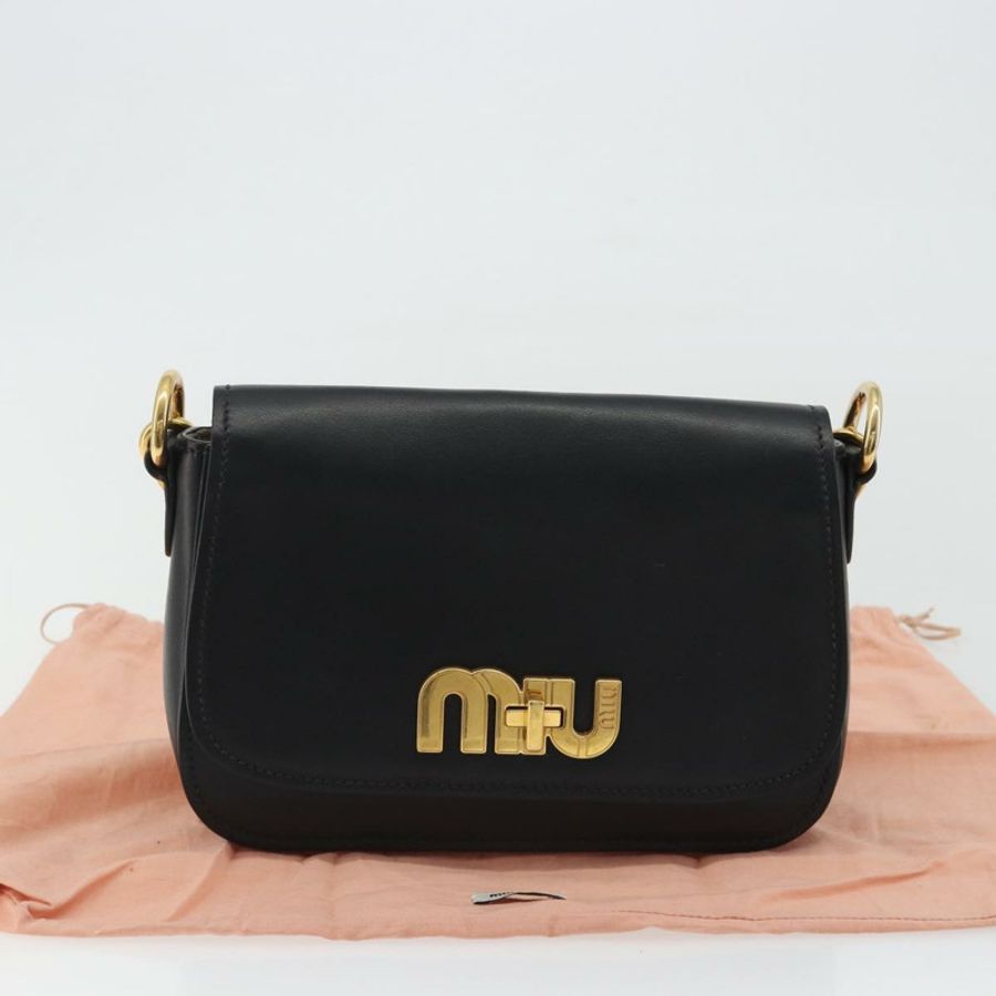 【日本直送】Miu Miu 黑色金色皮革肩背包,正品編號 190450M-11