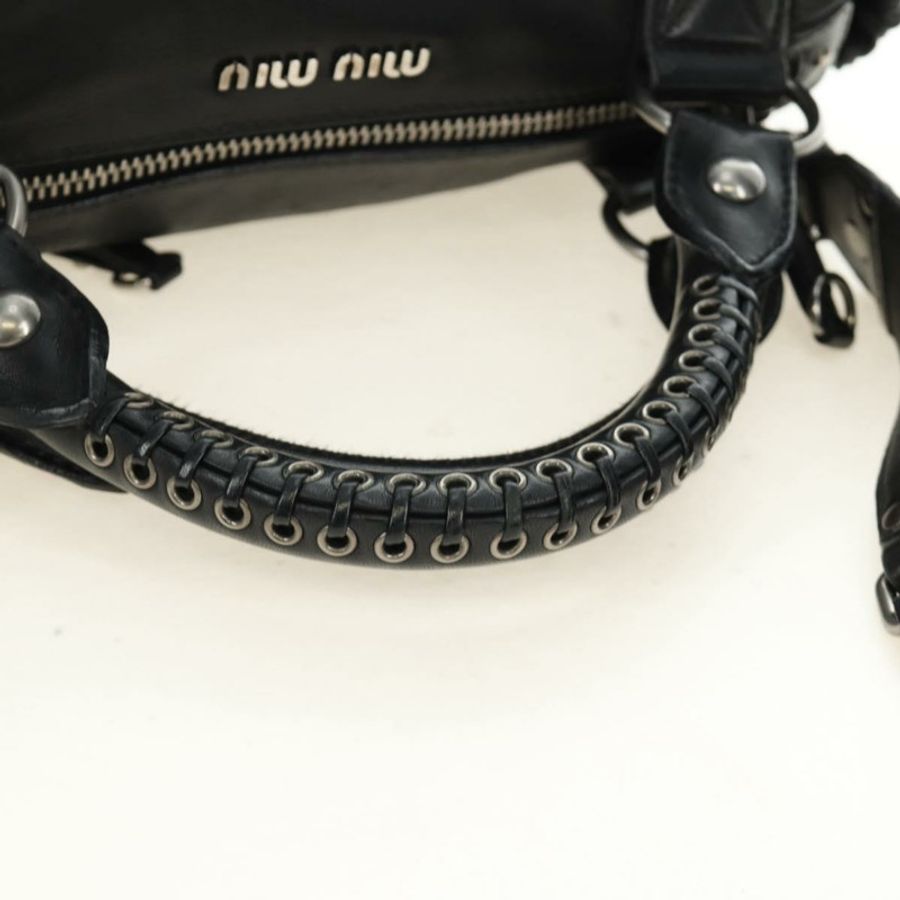 【日本直送】Miu Miu 手提包 皮革 兩用 黑色 銀色 正品 BA13790V-6