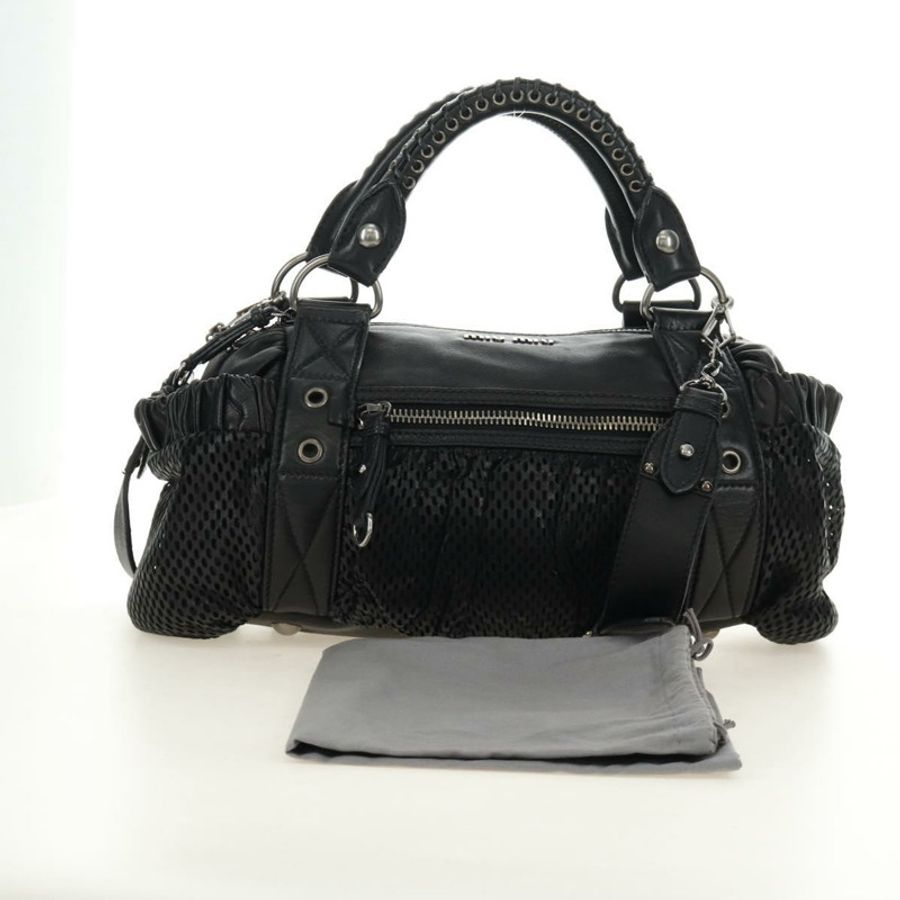 【日本直送】Miu Miu 手提包 皮革 兩用 黑色 銀色 正品 BA13790V-11