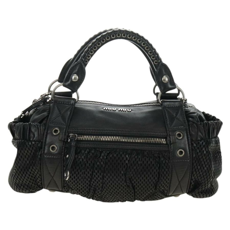 【日本直送】Miu Miu 手提包 皮革 兩用 黑色 銀色 正品 BA13790V-12