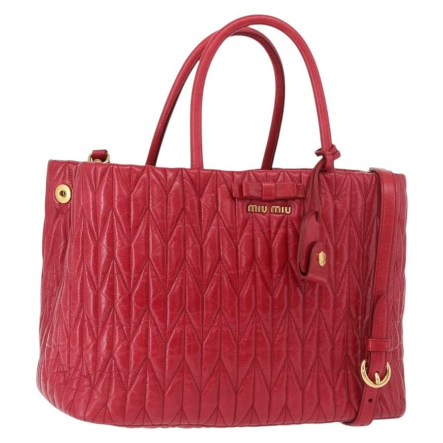 【日本直送】Miu Miu Matelasse 手提包 皮革 2way 紅金 正品 BA13893V-0