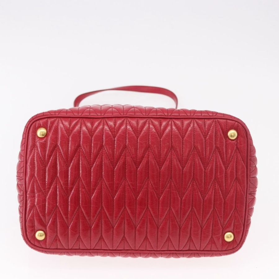【日本直送】Miu Miu Matelasse 手提包 皮革 2way 紅金 正品 BA13893V-4