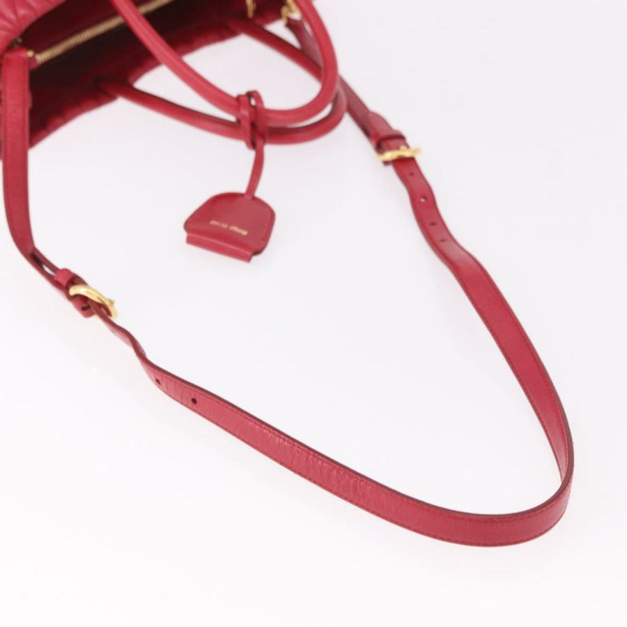 【日本直送】Miu Miu Matelasse 手提包 皮革 2way 紅金 正品 BA13893V-7