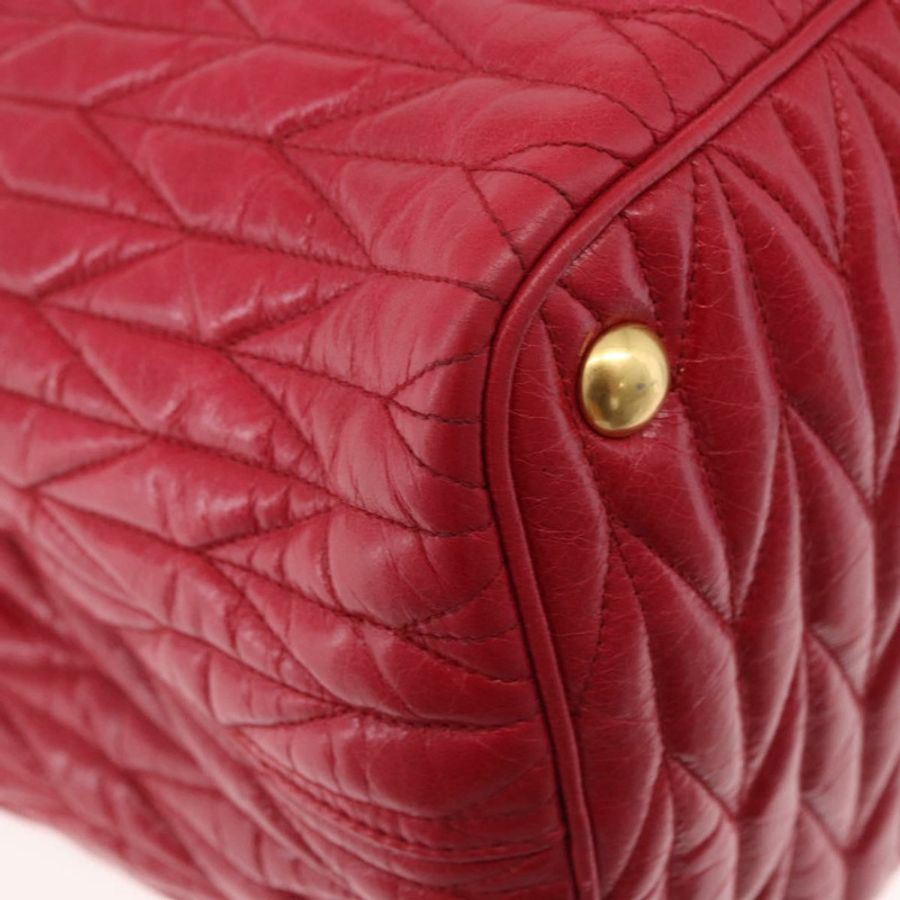 【日本直送】Miu Miu Matelasse 手提包 皮革 2way 紅金 正品 BA13893V-8