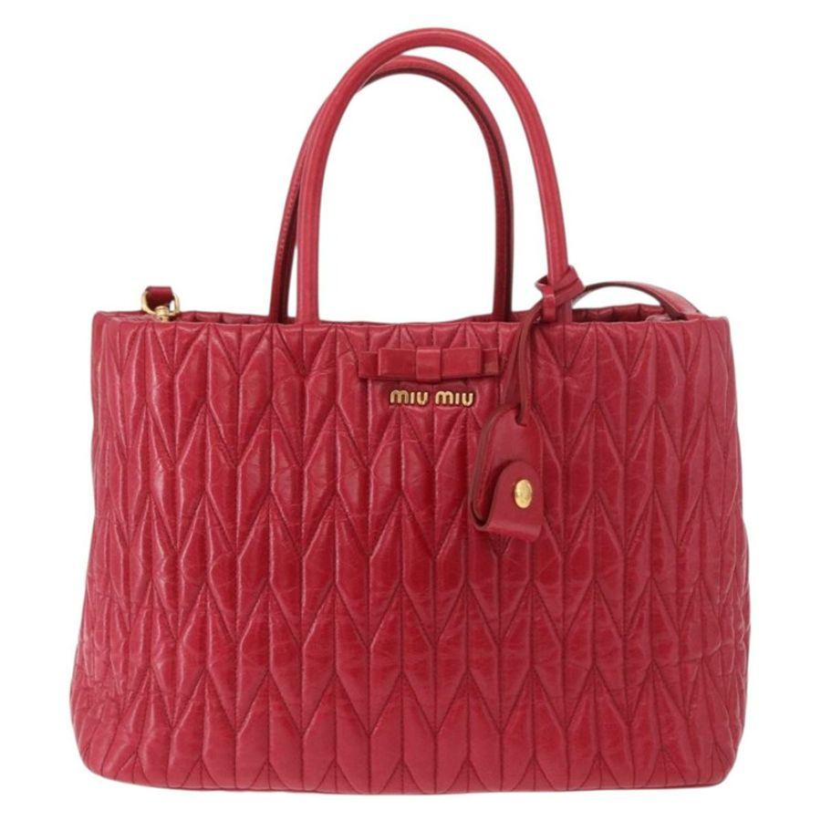 【日本直送】Miu Miu Matelasse 手提包 皮革 2way 紅金 正品 BA13893V-12