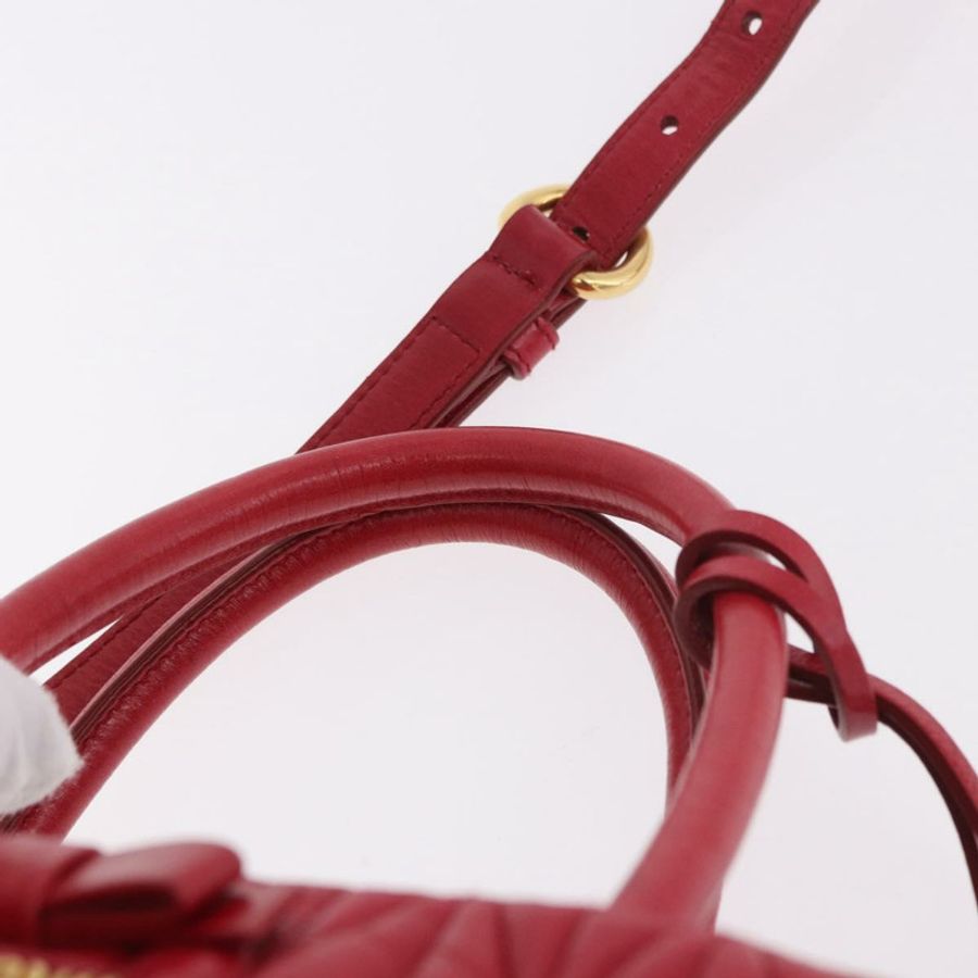 【日本直送】Miu Miu Matelasse 手提包 皮革 2way 紅金 正品 BA13893V-13