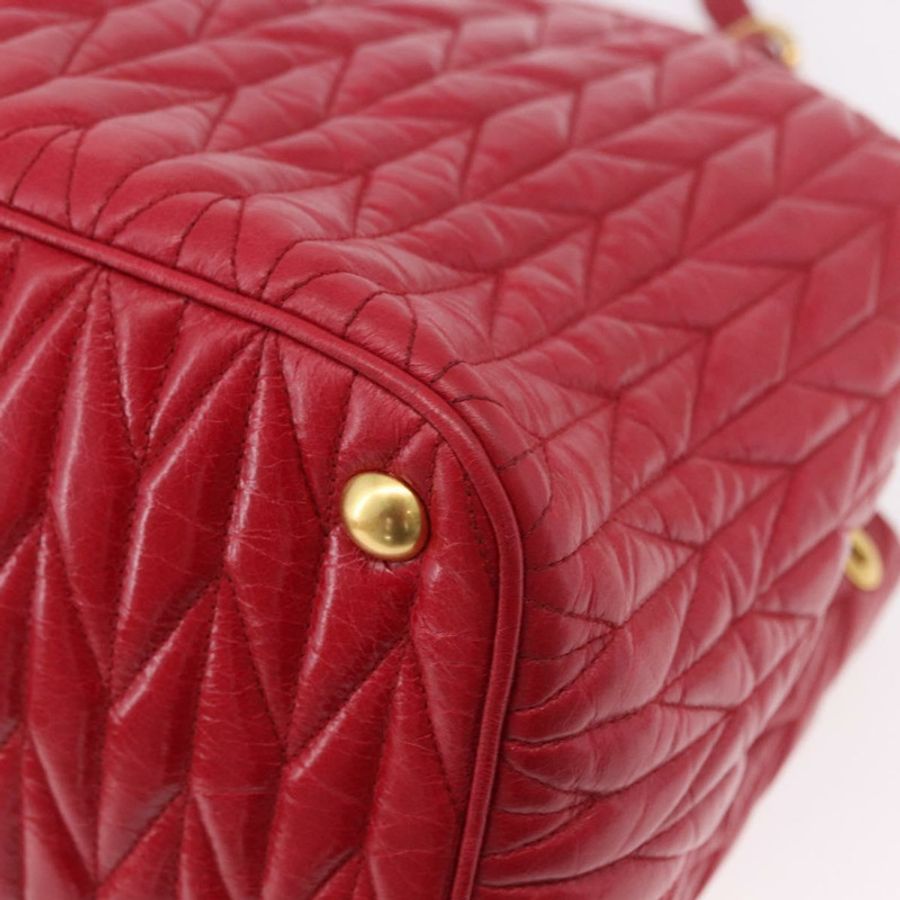 【日本直送】Miu Miu Matelasse 手提包 皮革 2way 紅金 正品 BA13893V-15