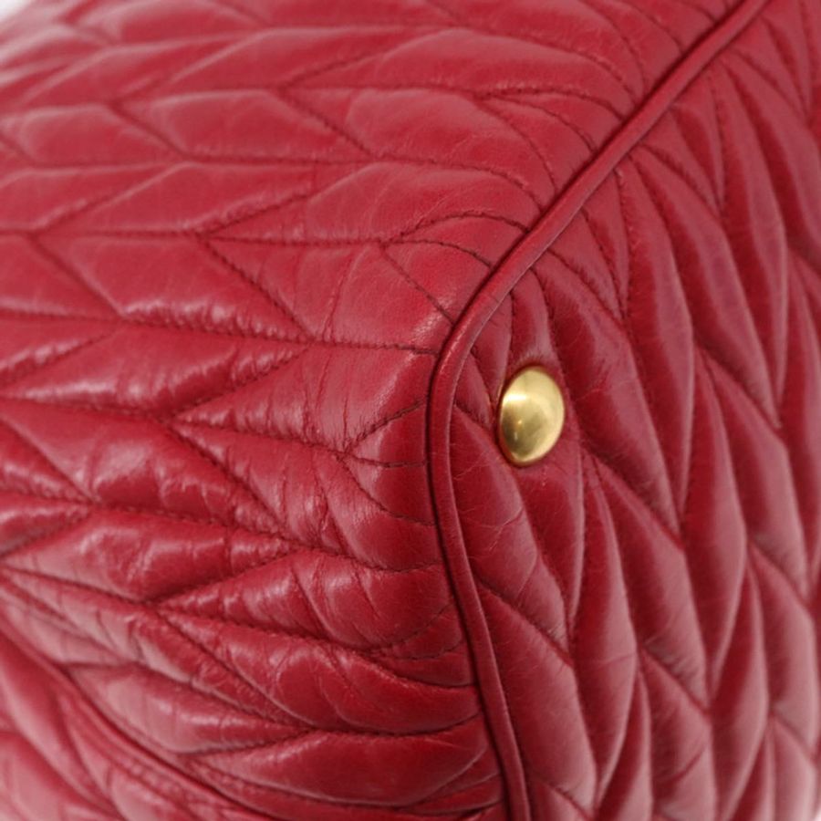 【日本直送】Miu Miu Matelasse 手提包 皮革 2way 紅金 正品 BA13893V-16