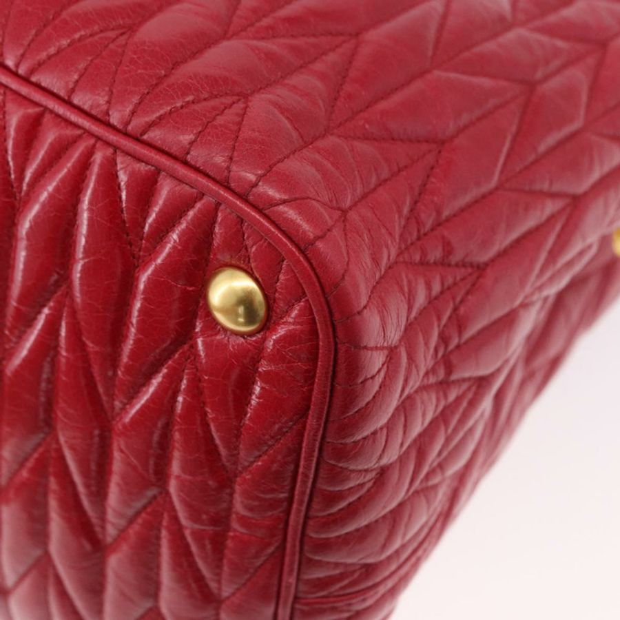 【日本直送】Miu Miu Matelasse 手提包 皮革 2way 紅金 正品 BA13893V-17