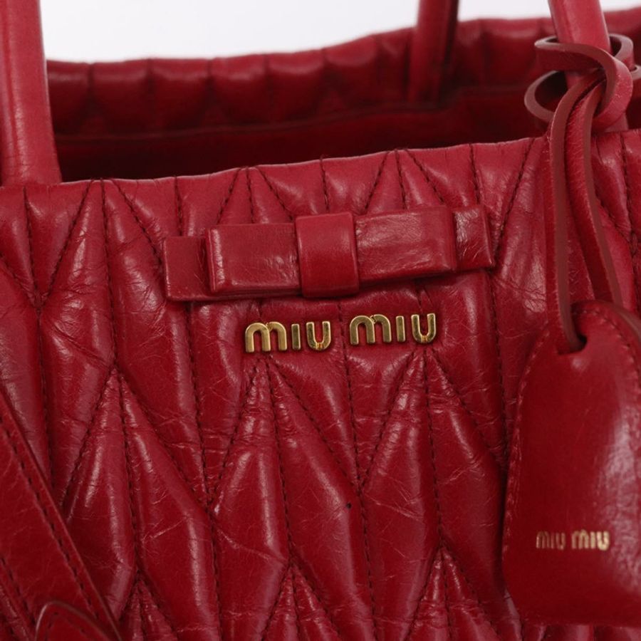 【日本直送】Miu Miu Matelasse 手提包 皮革 2way 紅金 正品 BA13893V-18