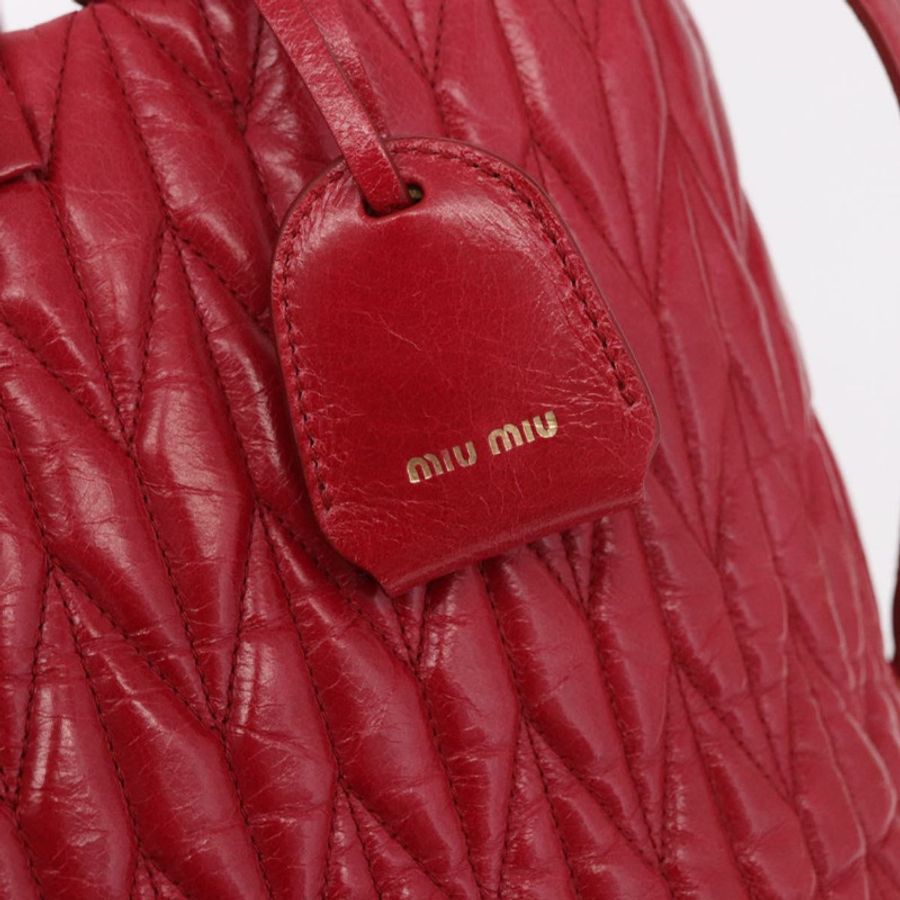 【日本直送】Miu Miu Matelasse 手提包 皮革 2way 紅金 正品 BA13893V-19