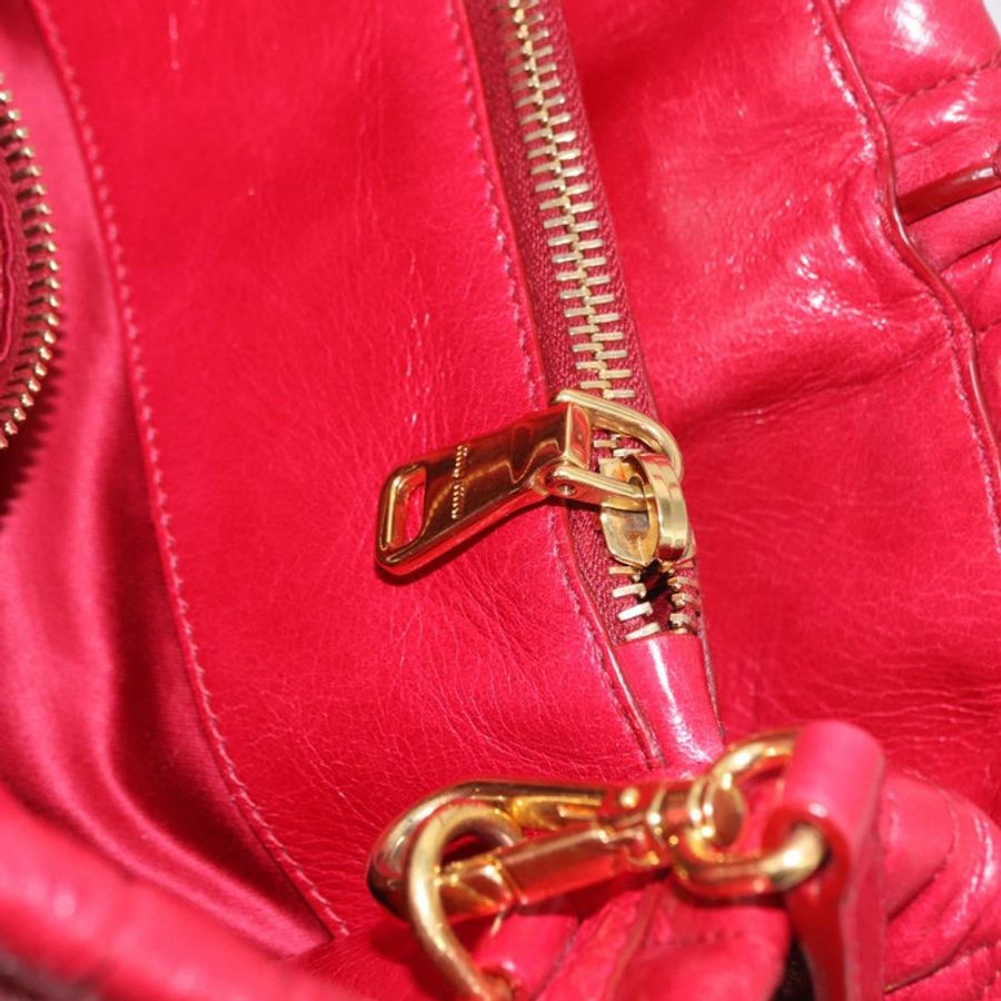 【日本直送】Miu Miu Matelasse 手提包 皮革 2way 紅金 正品 BA13893V-28