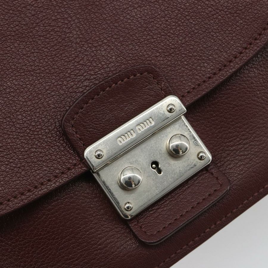 【日本直送】Miu Miu 單肩包 皮革 波爾多銀色 正品 BA13896A-17